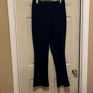 Navy boot cut pants.